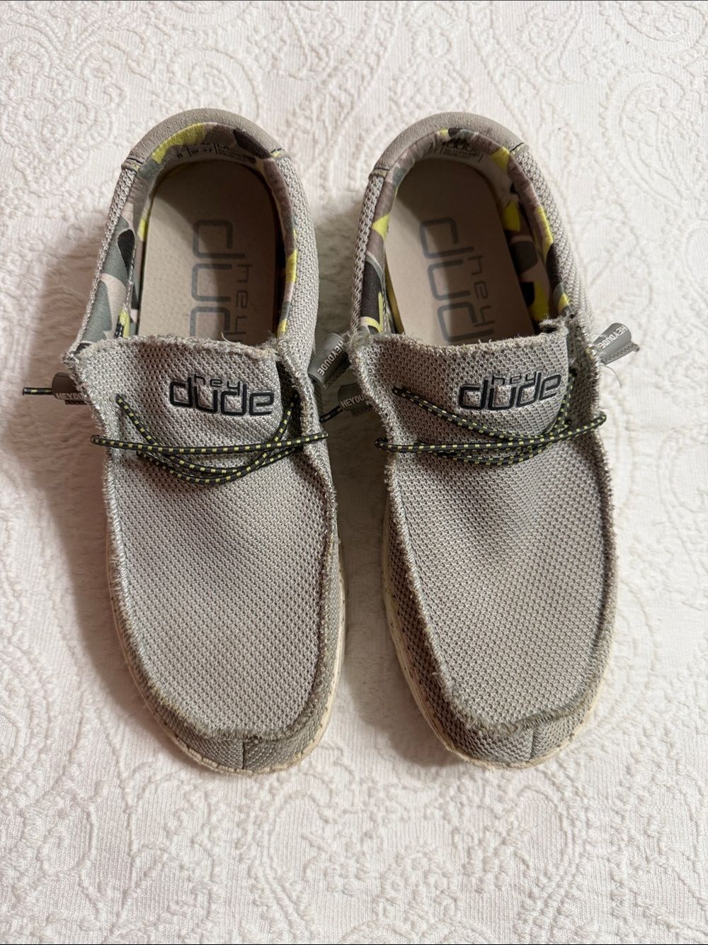 Hey Dude Size 9 Mens Wally Sox Fog Grey Mesh Slip-On Loafers